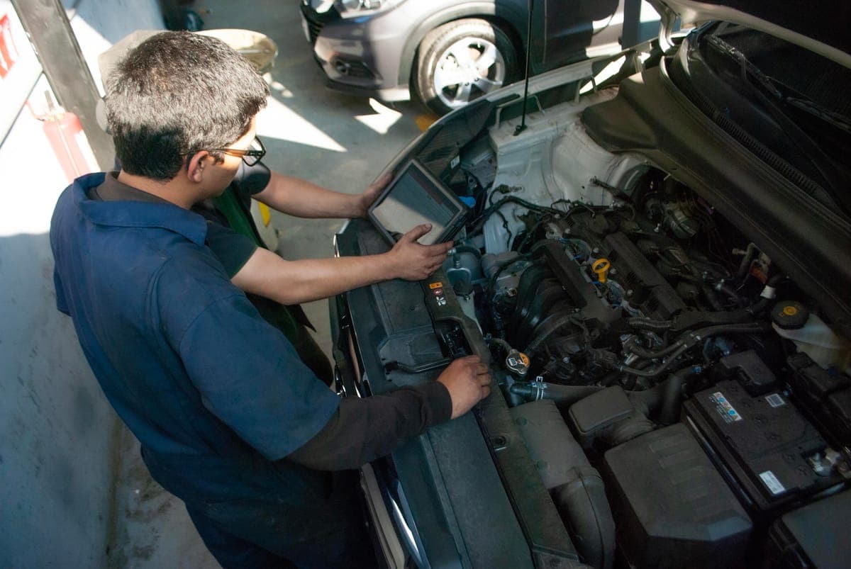 Vehículos en elevadores hidráulicos del taller